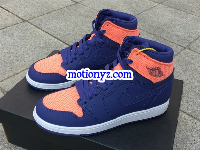 Authentic Air Jordan 1 High Retro GS Orange Blue